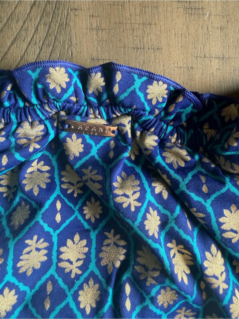 Cabana Life Blue Gold Print Tassel Dress Swim Cover Up Size M Beach Resort - Picture 10 of 17